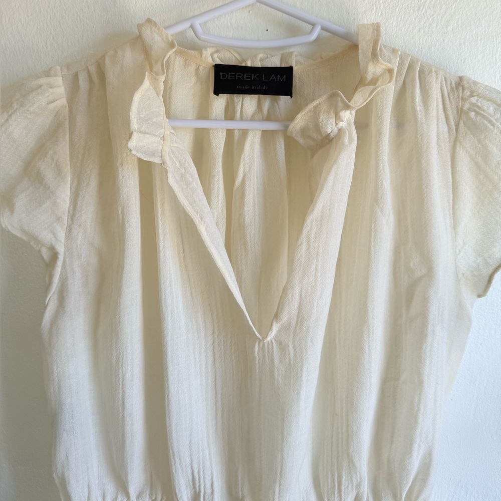 Derek Lam Ivory Ruffle Collar Blouse